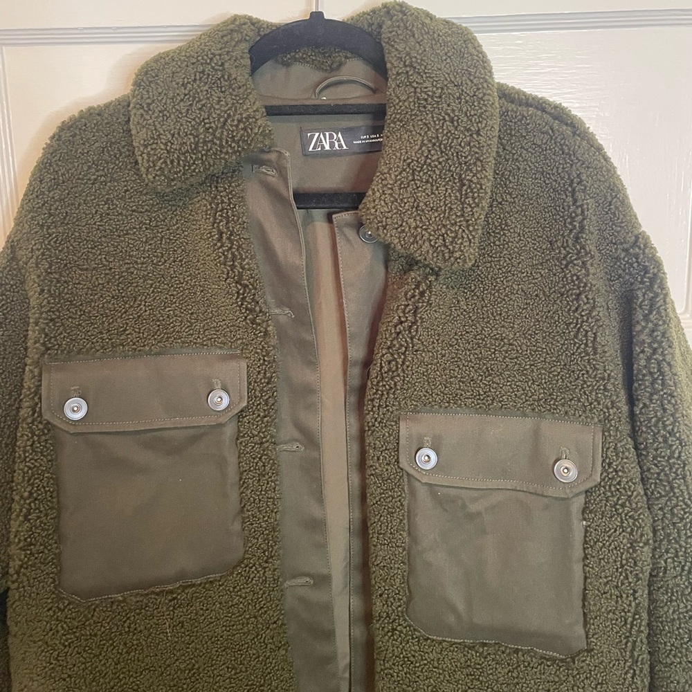 💚 ZARA oversized green sherpa shacket 💚 - Picture 2 of 6